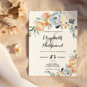 Oranje witte florale  kaart