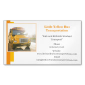 Oranje witte gele schoolbuschauffeur magnetisch visitekaartje (Voorkant)