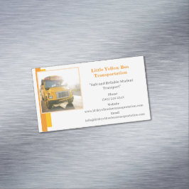 Oranje witte gele schoolbuschauffeur magnetisch visitekaartje