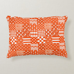 Oranje Witte Gemengde Patchwork Ontwerp Accent Kussen