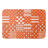 Oranje Witte Gemengde Patchwork Ontwerp Badmat (Voorkant)