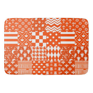 Oranje Witte Gemengde Patchwork Ontwerp Badmat