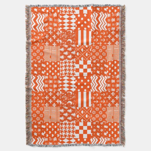 Oranje Witte Gemengde Patchwork Ontwerp Deken (Voorkant Verticaal)