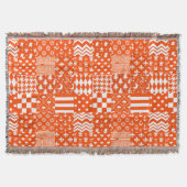 Oranje Witte Gemengde Patchwork Ontwerp Deken (Voorkant)