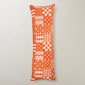 Oranje Witte Gemengde Patchwork Ontwerp Lichaamskussen (Achterkant (Verticaal))