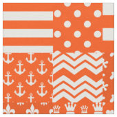 Oranje Witte Gemengde Patchwork Ontwerp Stof (Close Up)