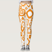 Oranje Witte GeometrieLeggings Leggings (Voorkant)