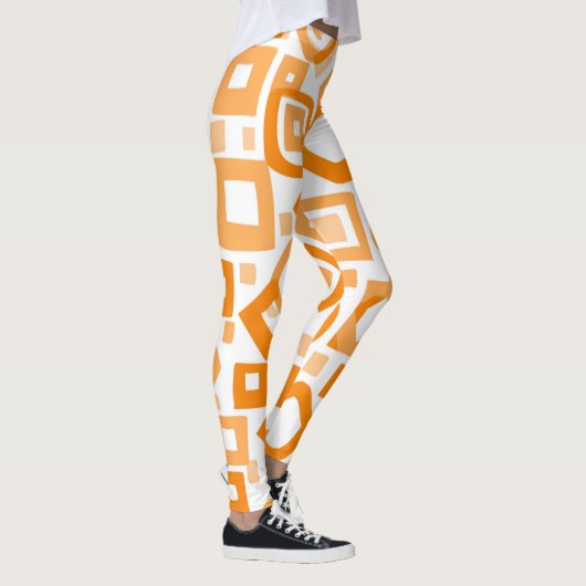 Oranje Witte GeometrieLeggings Leggings (Rechts)