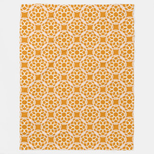 Oranje Witte Geometrische Naadloos Patroon Fleece Deken