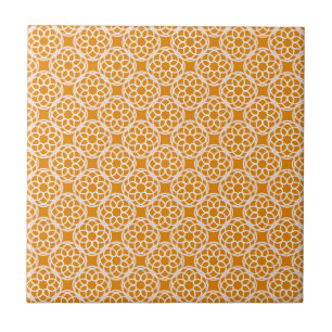 Oranje Witte Geometrische Naadloos Patroon Tegeltje