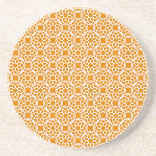 Oranje Witte Geometrische Naadloos Patroon Zandsteen Onderzetter
