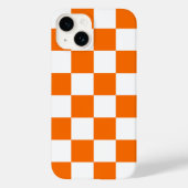 Oranje witte geruit controlepatroon iPhone hoesje (Achterkant)