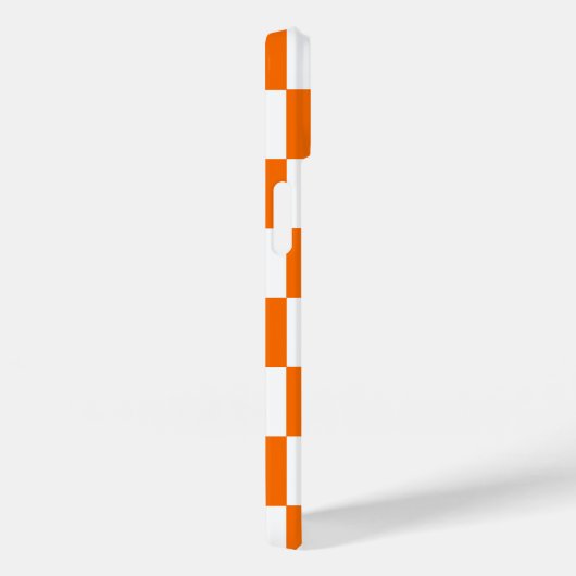 Oranje witte geruit controlepatroon iPhone hoesje (Achterkant / Rechts)