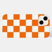 Oranje witte geruit controlepatroon iPhone hoesje (Achterkant (horizontaal))