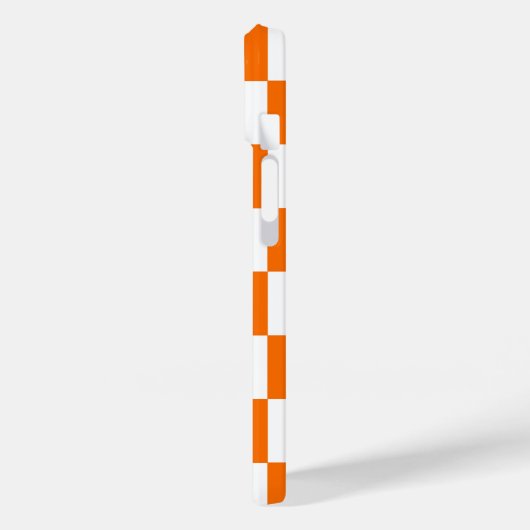 Oranje witte geruit controlepatroon iPhone hoesje (Achterkant / Links)