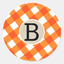 Oranje Witte Geruite Geruite Halloween Feest Favor Ronde Sticker