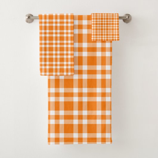 Oranje Witte Geruite Patroon Bad Handdoek (Insitu)