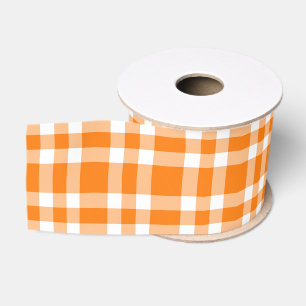 Oranje Witte Geruite Patroon Grosgrain Lint