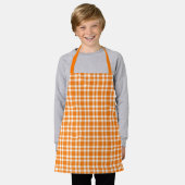 Oranje Witte Geruite Patroon Schort (Gedragen)