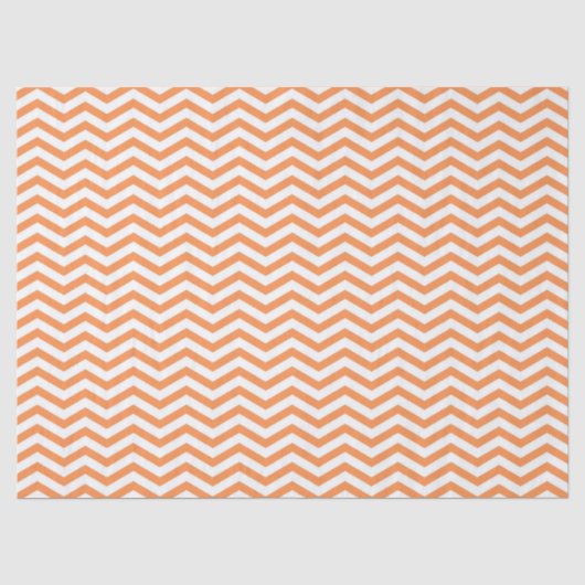 Oranje Witte Gestreepte Chevron Patroon Tissuepapier (Voorkant)