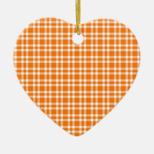 Oranje Witte Gestreepte Patroon Keramisch Ornament (Voorkant)