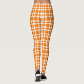 Oranje Witte Gestreepte Plaid Patroon Leggings (Achterkant)