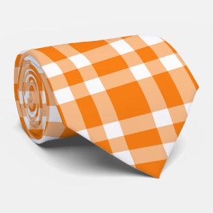 Oranje Witte Gestreepte Plaid Patroon Stropdas