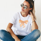 Oranje witte gestreepte strik t-shirt