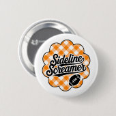 Oranje & Witte Gingham Game Day Voetbal Ronde Button 5,7 Cm (Voorkant /achterkant)