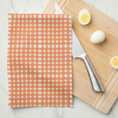Oranje Witte Gingham Patroon Theedoek (Quarter Fold)