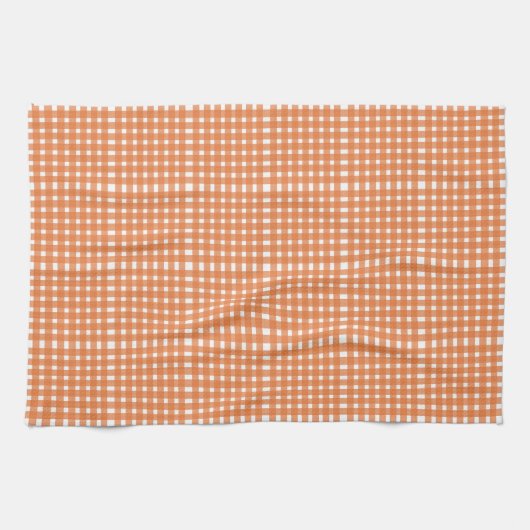 Oranje Witte Gingham Patroon Theedoek (Horizontaal)