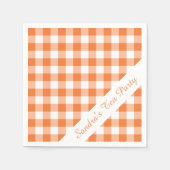 Oranje Witte Gingham Pattern Gepersonaliseerde Par Servetten (Voorkant)