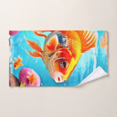 Oranje witte goudvis bad handdoek (Handdoek)