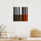  Oranje witte grijze strepen kunst Poster (Keuken)