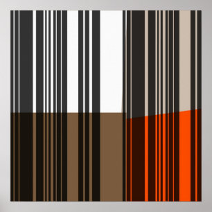 Oranje witte grijze strepen kunst Poster