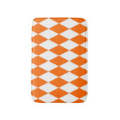Oranje Witte Harlequin Diamonds Checkers Ontwerp Badmat (Voorkant Verticaal)