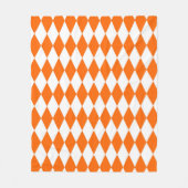 Oranje Witte Harlequin Diamonds Checkers Ontwerp Fleece Deken (Voorkant)