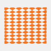 Oranje Witte Harlequin Diamonds Checkers Ontwerp Fleece Deken (Voorkant (Horizontaal))