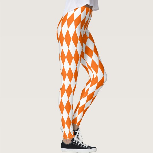 Oranje Witte Harlequin Diamonds Checkers Ontwerp Leggings
