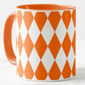 Oranje Witte Harlequin Diamonds Checkers Ontwerp Mok