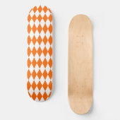 Oranje Witte Harlequin Diamonds Checkers Ontwerp Persoonlijk Skateboard (Voorkant)