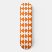 Oranje Witte Harlequin Diamonds Checkers Ontwerp Persoonlijk Skateboard (Voorkant)