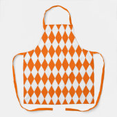 Oranje Witte Harlequin Diamonds Checkers Ontwerp Schort (Voorkant)