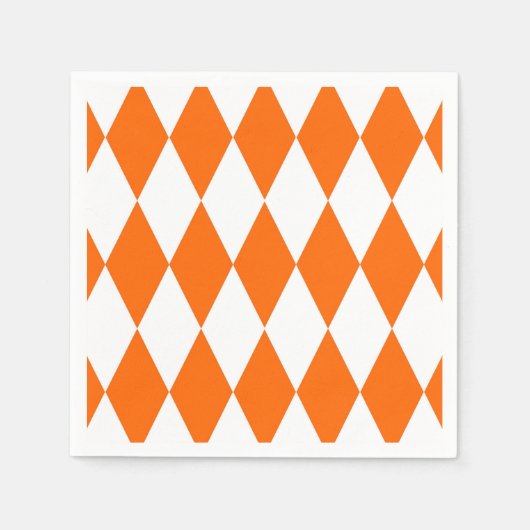 Oranje Witte Harlequin Diamonds Checkers Ontwerp Servet (Voorkant)
