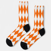 Oranje Witte Harlequin Diamonds Checkers Ontwerp Sokken (Links)