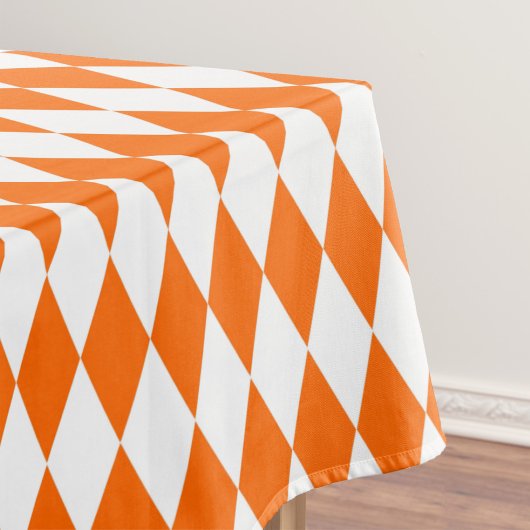 Oranje Witte Harlequin Diamonds Checkers Ontwerp Tafelkleed