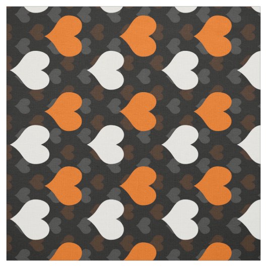 Oranje Witte Harten Zwart Stof (Swatch)