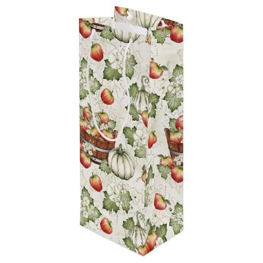 ORANJE WITTE HERFST AUTUMN PUMPKINS WIJN CADEAUTAS (Achterkant Gekanteld)