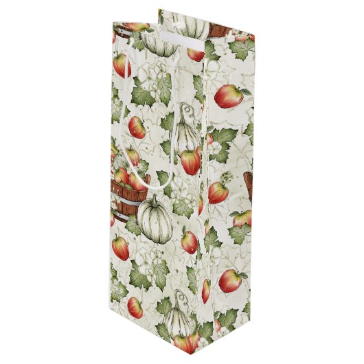 ORANJE WITTE HERFST AUTUMN PUMPKINS WIJN CADEAUTAS (Voorkant Gekanteld)