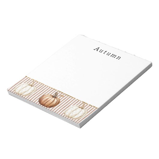 Oranje Witte Herfst Pompoenen gepersonaliseerd Notitieblok (Linkerzijde)